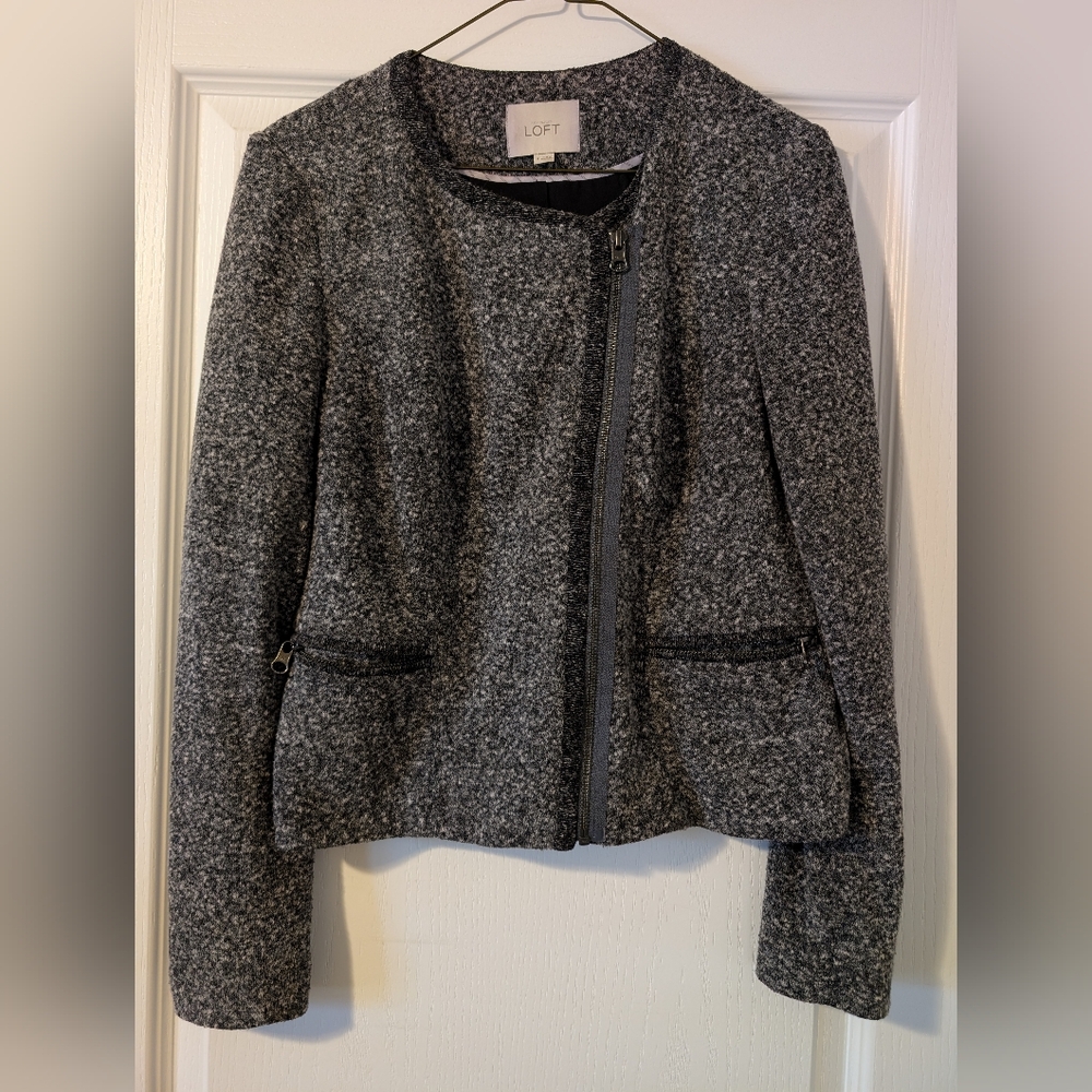 LOFT Heather Gray Textured Blazer